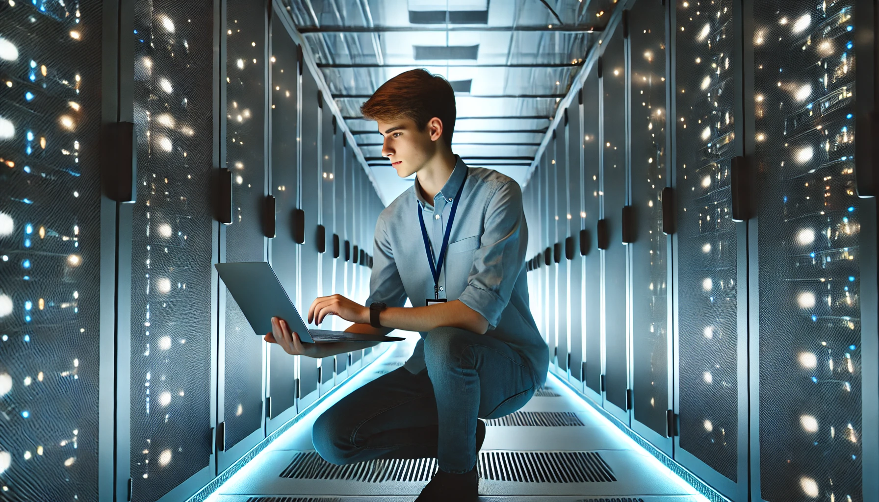 IT Person working in data center
