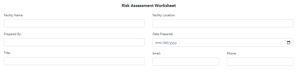 Risk Assessment Tool Screen Shot