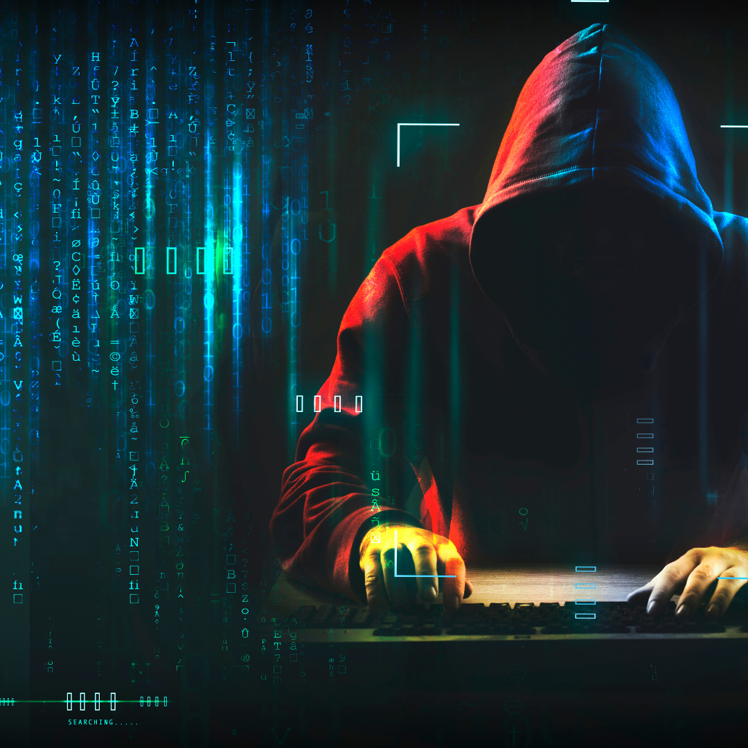 Dark Web Depicts hacker typing on keyboard with computer